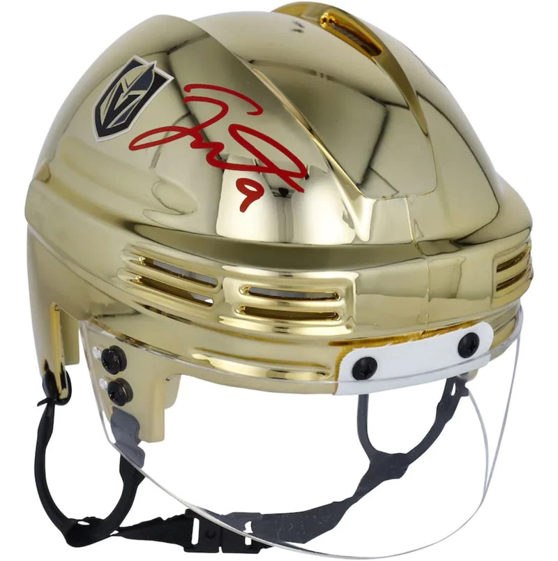 Fanatics Jack Eichel Vegas Golden Knights Autographed Gold Chrome Mini Helmet 3 Fanatics Jack Eichel Vegas Golden Knights Autographed Gold Chrome Mini Helmet