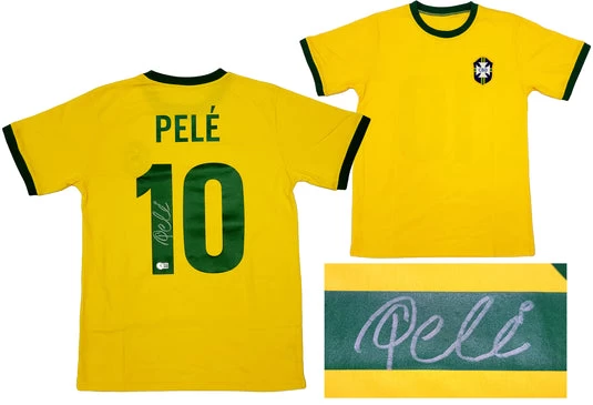 CBD Brazil Pele Autographed Yellow Jersey BAS 3 CBD Brazil Pele Autographed Yellow Jersey BAS