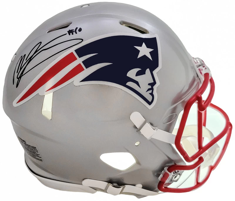 Mac Jones Autographed New England Patriots Silver Full Size Authentic NFL Speed Helmet Beckett