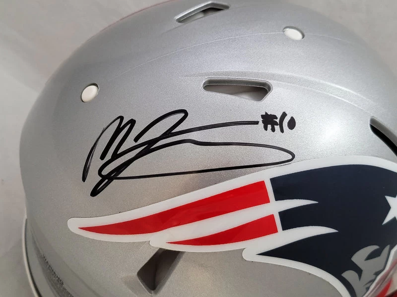 Mac Jones Autographed New England Patriots Silver Full Size Authentic NFL Speed Helmet Beckett 4 Mac Jones Autographed New England Patriots Silver Full Size Authentic NFL Speed Helmet Beckett - Image 2