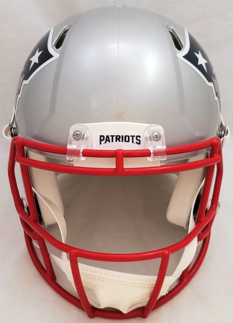 Mac Jones Autographed New England Patriots Silver Full Size Authentic NFL Speed Helmet Beckett 7 Mac Jones Autographed New England Patriots Silver Full Size Authentic NFL Speed Helmet Beckett - Image 5