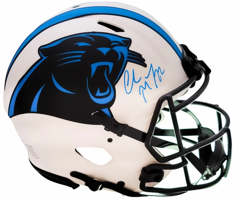 Christian McCaffrey Autographed Carolina Panthers Lunar Eclipse White Full Size Authentic NFL Speed Helmet Beckett 3 Christian McCaffrey Autographed Carolina Panthers Lunar Eclipse White Full Size Authentic NFL Speed Helmet Beckett