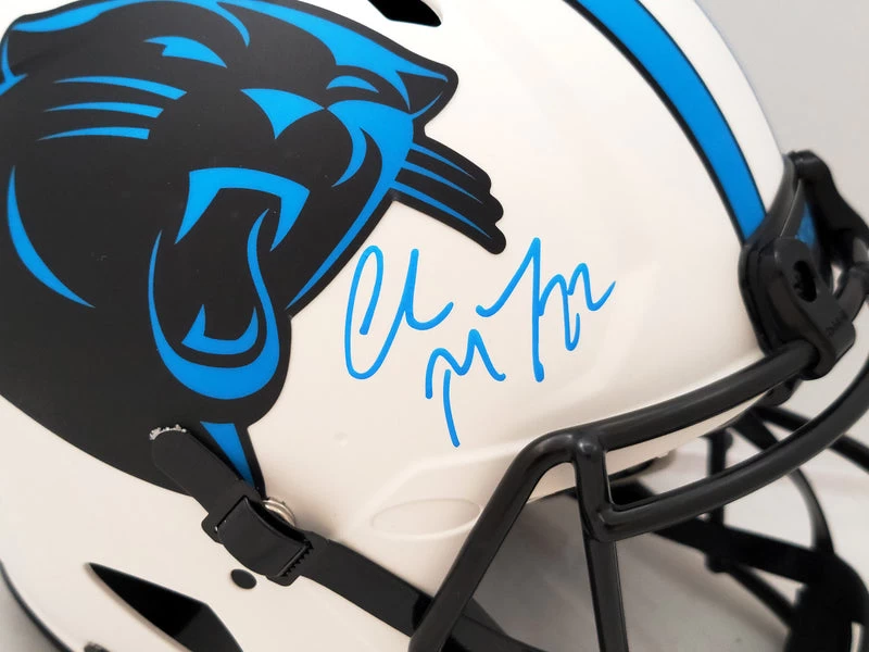 Christian McCaffrey Autographed Carolina Panthers Lunar Eclipse White Full Size Authentic NFL Speed Helmet Beckett 4 Christian McCaffrey Autographed Carolina Panthers Lunar Eclipse White Full Size Authentic NFL Speed Helmet Beckett - Image 2