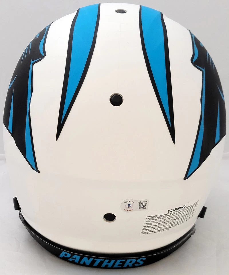 Christian McCaffrey Autographed Carolina Panthers Lunar Eclipse White Full Size Authentic NFL Speed Helmet Beckett 5 Christian McCaffrey Autographed Carolina Panthers Lunar Eclipse White Full Size Authentic NFL Speed Helmet Beckett - Image 3