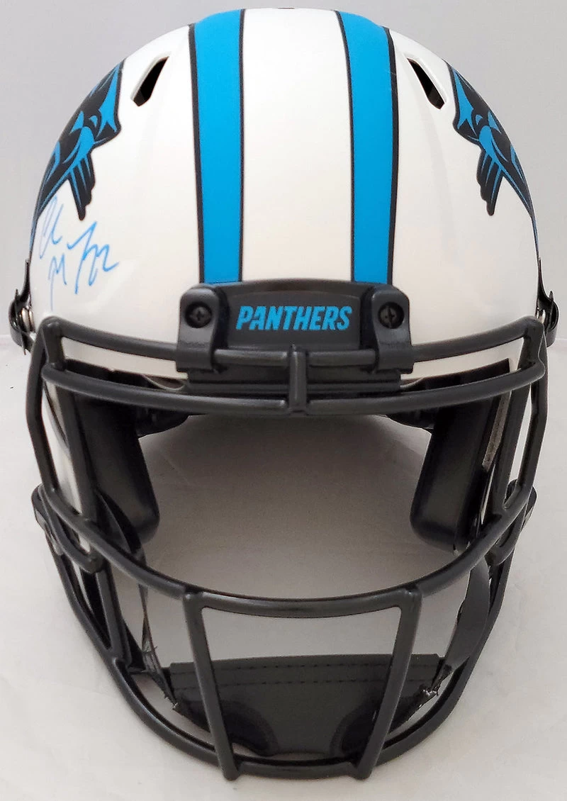 Christian McCaffrey Autographed Carolina Panthers Lunar Eclipse White Full Size Authentic NFL Speed Helmet Beckett 7 Christian McCaffrey Autographed Carolina Panthers Lunar Eclipse White Full Size Authentic NFL Speed Helmet Beckett - Image 5
