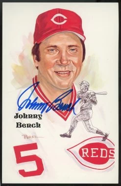 Johnny Bench Autographed Perez-Steele Postcard JSA