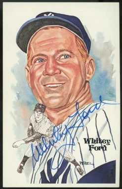 Whitey Ford Autographed Perez-Steele Postcard JSA