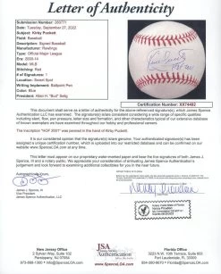 Kirby Puckett Autographed MLB Selig Baseball W/ HOF 2001 Inscription JSA 7 Kirby Puckett Autographed MLB Selig Baseball W/ HOF 2001 Inscription JSA -Signature Souvenir Shop 762235x 400x@2x