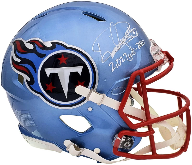 Derrick Henry Autographed Tennessee Titans Flash Blue Full Size Authentic NFL Speed Helmet W/ "2027 Yds-2020" Inscription