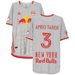 Fanatics New York Red Bulls Amro Tarek Autographed Game Used #3 Gray Jersey FA