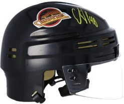 Fanatics Elias Pettersson Vancouver Canucks Autographed Black Skate Throwback Logo Mini Helmet