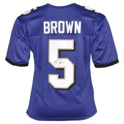 Marquise Brown Autographed Baltimore Ravens Football NFL Jersey JSA