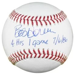 Bob Horner Autographed Official Major League Baseball With 4 HR Game 7-6-86 Inscription JSA