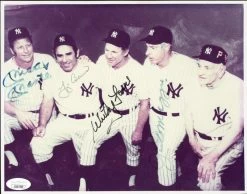 Yogi Berra Mickey Mantle Whitey Ford And Joe DiMaggio New York Yankees Autographed 8x10 Photo JSA