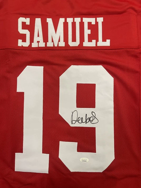 Deebo Samuel Autographed San Fransisco 49ers Football NFL Jersey JSA 3 Deebo Samuel Autographed San Fransisco 49ers Football NFL Jersey JSA