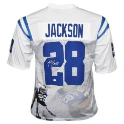 Marlin Jackson Autographed Indianapolis Colts Artwork Football NFL Jersey JSA