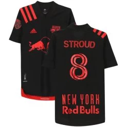 Fanatics New York Red Bulls Jared Stroud Autographed Game Used #8 Black Jersey FA