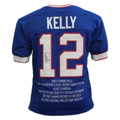 Jim Kelly Autographed Buffalo Bills Football STAT NFL Jersey JSA