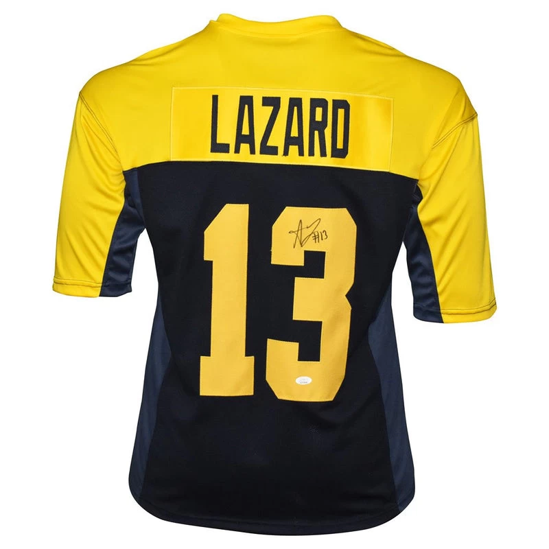 Allen Lazard Autographed Green Bay Pro Blue Throwback NFL Football Jersey JSA 3 Allen Lazard Autographed Green Bay Pro Blue Throwback NFL Football Jersey JSA