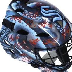 Fanatics Seattle Kraken Autographed Replica Full-Size Goalie Mask With 24 Signatures - Limited Edition Of 32 -Signature Souvenir Shop le4 400x@2x
