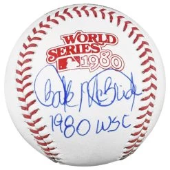Bake McBride Autographed Official MLB 1980 World Series Baseball With 1980 WSC Inscription JSA