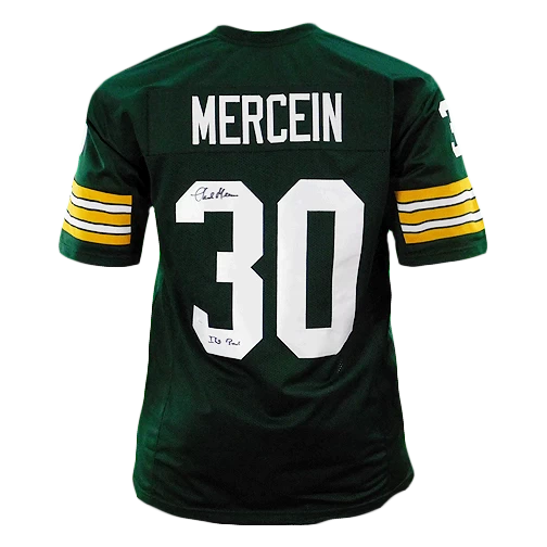 Chuck Mercein Autographed Green Bay Packers Football NFL Jersey With Ice Bowl Inscription JSA 3 Chuck Mercein Autographed Green Bay Packers Football NFL Jersey With Ice Bowl Inscription JSA