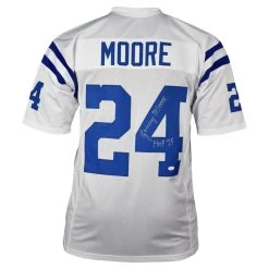 Lenny Moore Autographed Baltimore Colts Football NFL Jersey With HOF 75 Inscription JSA