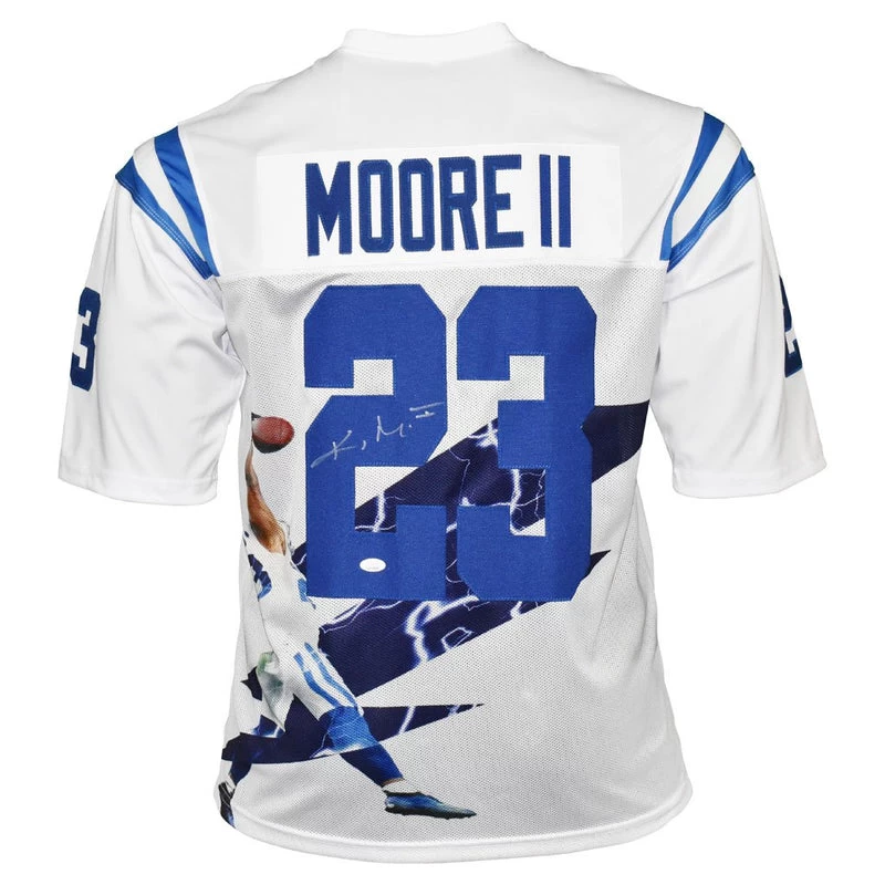 Kenny Moore II Autographed Indianapolis Colts Artwork Football NFL Jersey JSA 3 Kenny Moore II Autographed Indianapolis Colts Artwork Football NFL Jersey JSA