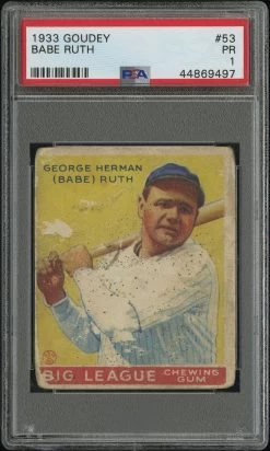 1933 Babe Ruth Goudey #53 New York Yankees Baseball Card PSA