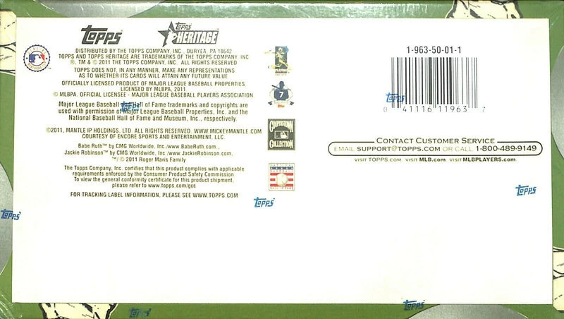 2011 Topps Heritage Baseball Trading Card Hobby Box 4 2011 Topps Heritage Baseball Trading Card Hobby Box - Image 2