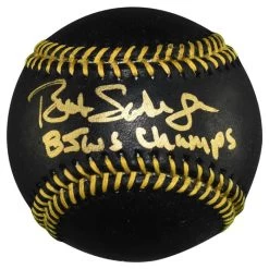 Bret Saberhagen Autographed Official MLB Black & Gold Baseball With 85 WSC Inscription JSA