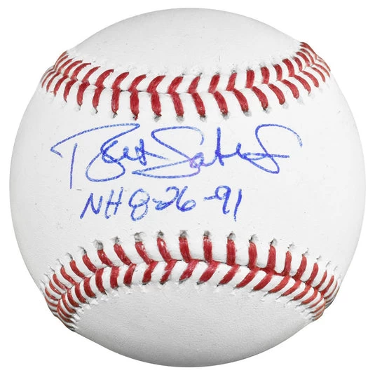 Bret Saberhagen Autographed Official Major League Baseball With No Hitter Inscription JSA 3 Bret Saberhagen Autographed Official Major League Baseball With No Hitter Inscription JSA