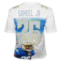 Asante Samuel Jr Autographed Los Angeles Chargers Artwork Football NFL Jersey JSA