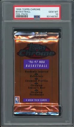 1996 Topps Chrome Basketball Sealed Foil Card Pack PSA 10