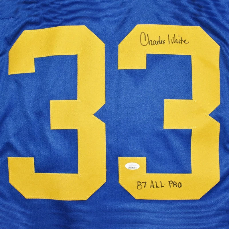 Charles White Autographed Los Angeles Chargers Football NFL Jersey With 87 All Pro Inscription JSA 4 Charles White Autographed Los Angeles Chargers Football NFL Jersey With 87 All Pro Inscription JSA - Image 2